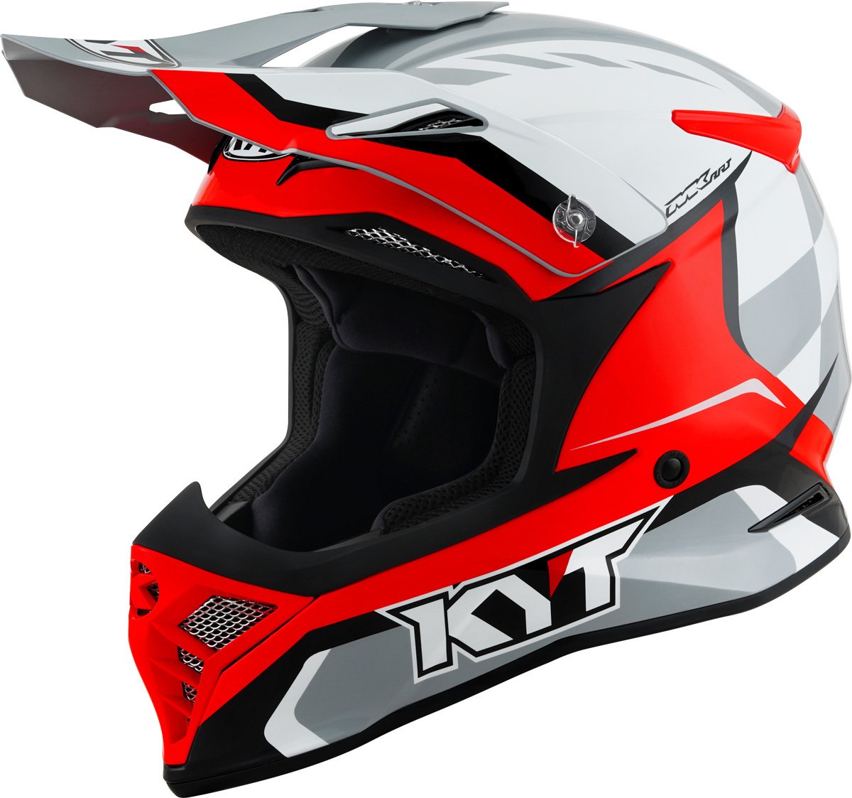 KYT Skyhawk Glowing Motocross Helmet, Gray-Red