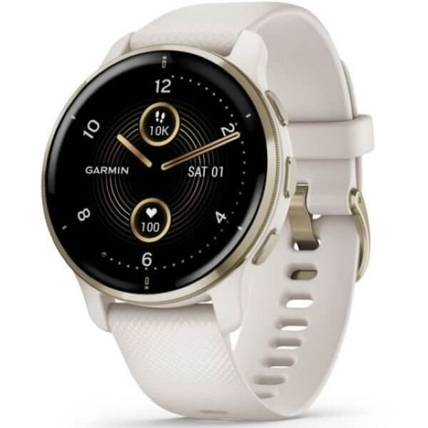 Garmin VENU 2 Plus Smartwatch, Ivory, Cream Gold Bezel