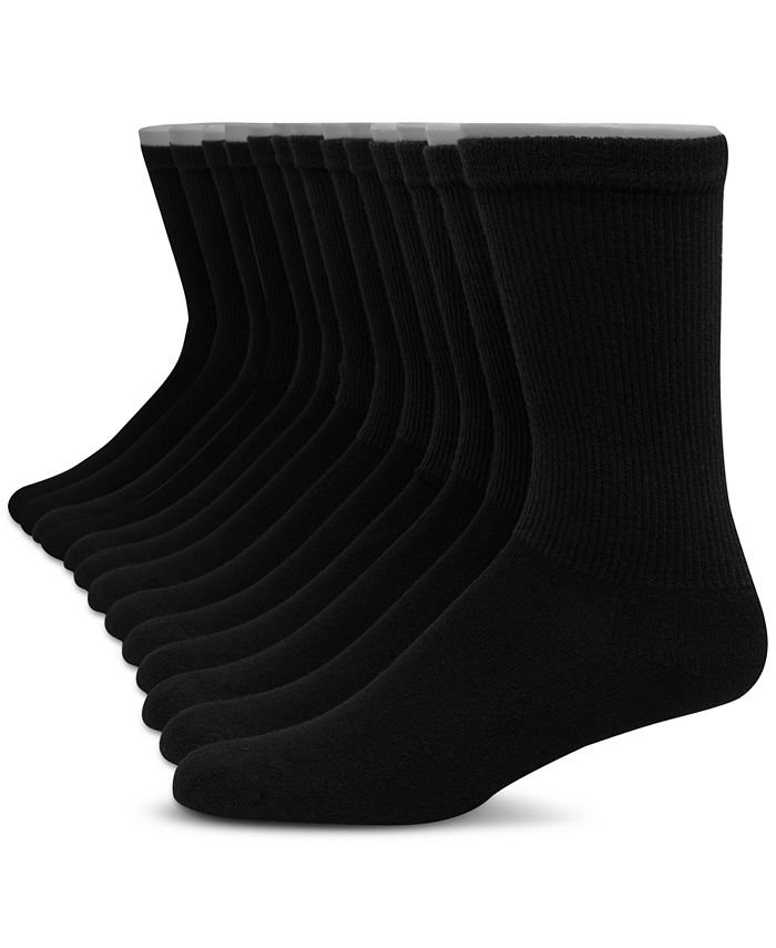 Men's 12-piece Hanes Ultimate Crew Socks, black