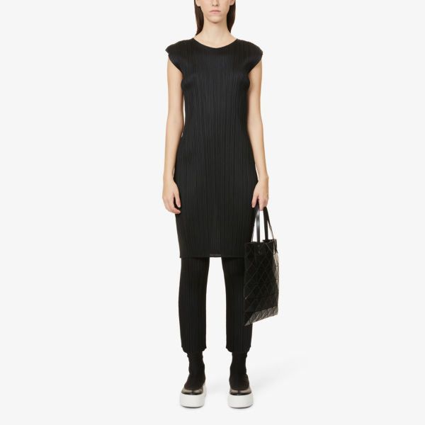 Pleats Please Issey Miyake Pleated Knit Sleeveless Midi Dress, Black