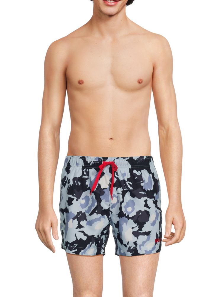 Memo Hugo Floral Swim Shorts, Blue