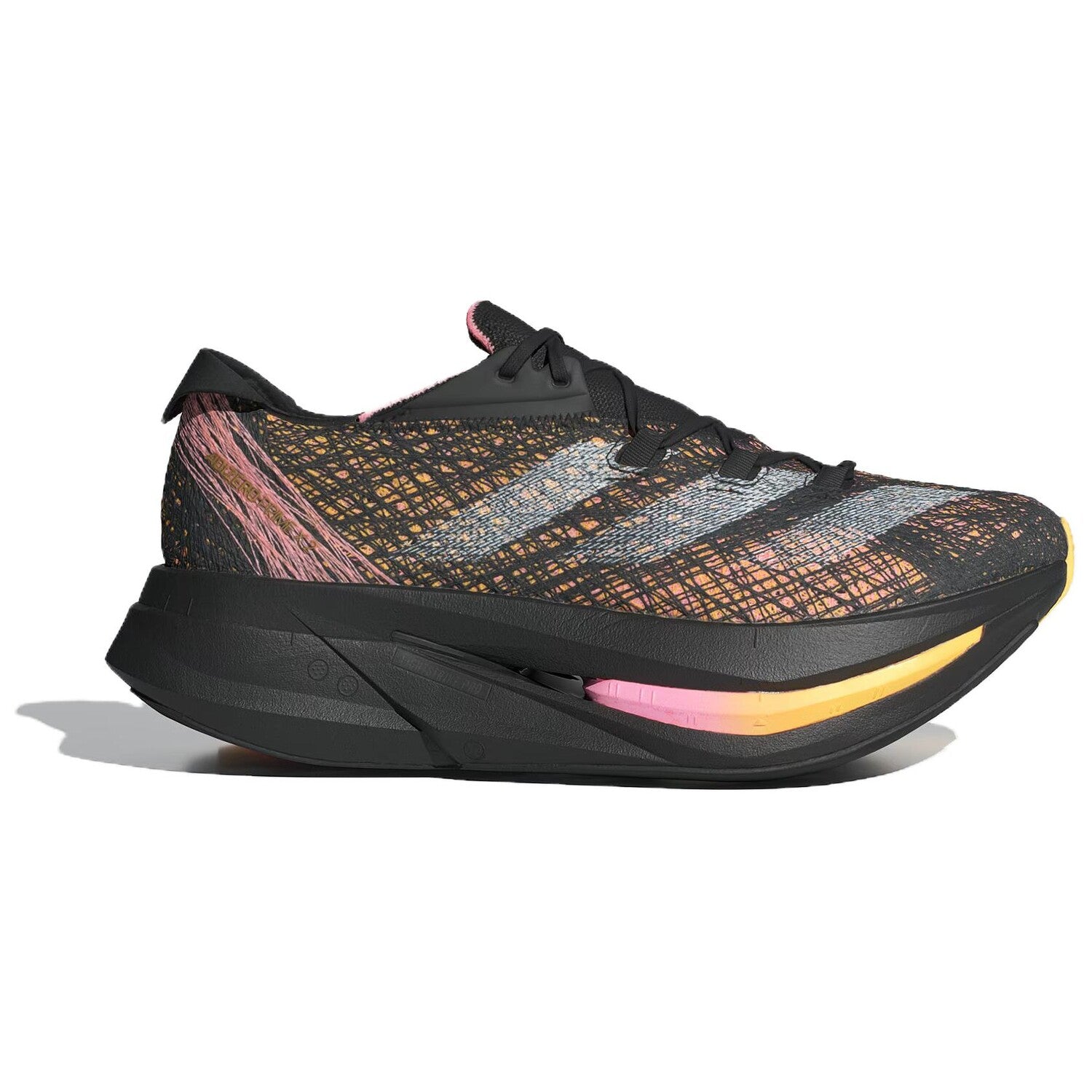 adidas Adizero Prime X 2.0 Strung Black Spark Sneakers, Black/Yellow/Pink