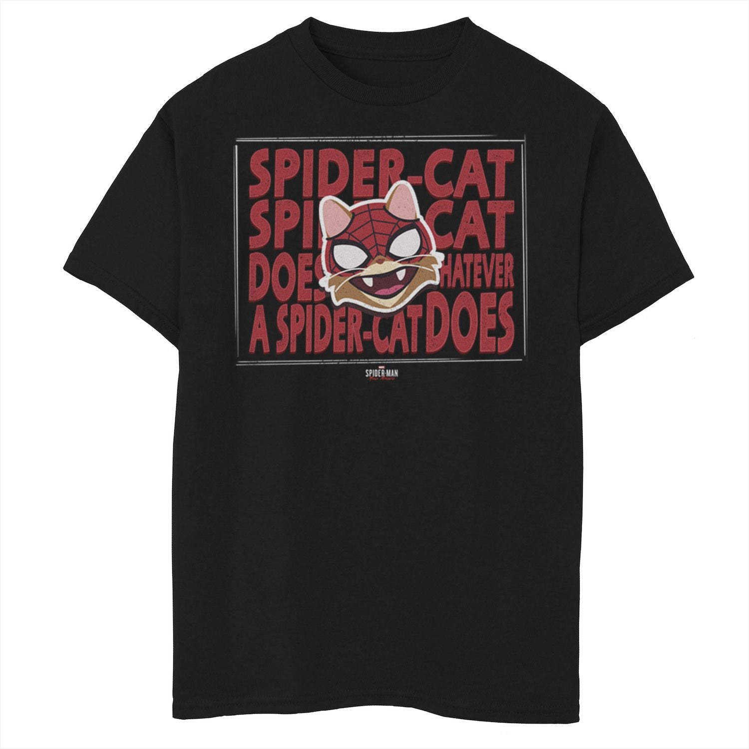 تي شيرت Marvel Spider-Man: Miles Morales مع Spider-Cat للأولاد من سن 8 إلى 20 عامًا