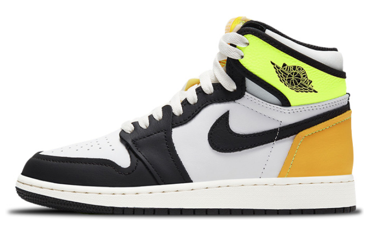 Jordan 1 Retro High White Black Volt University Gold (GS)