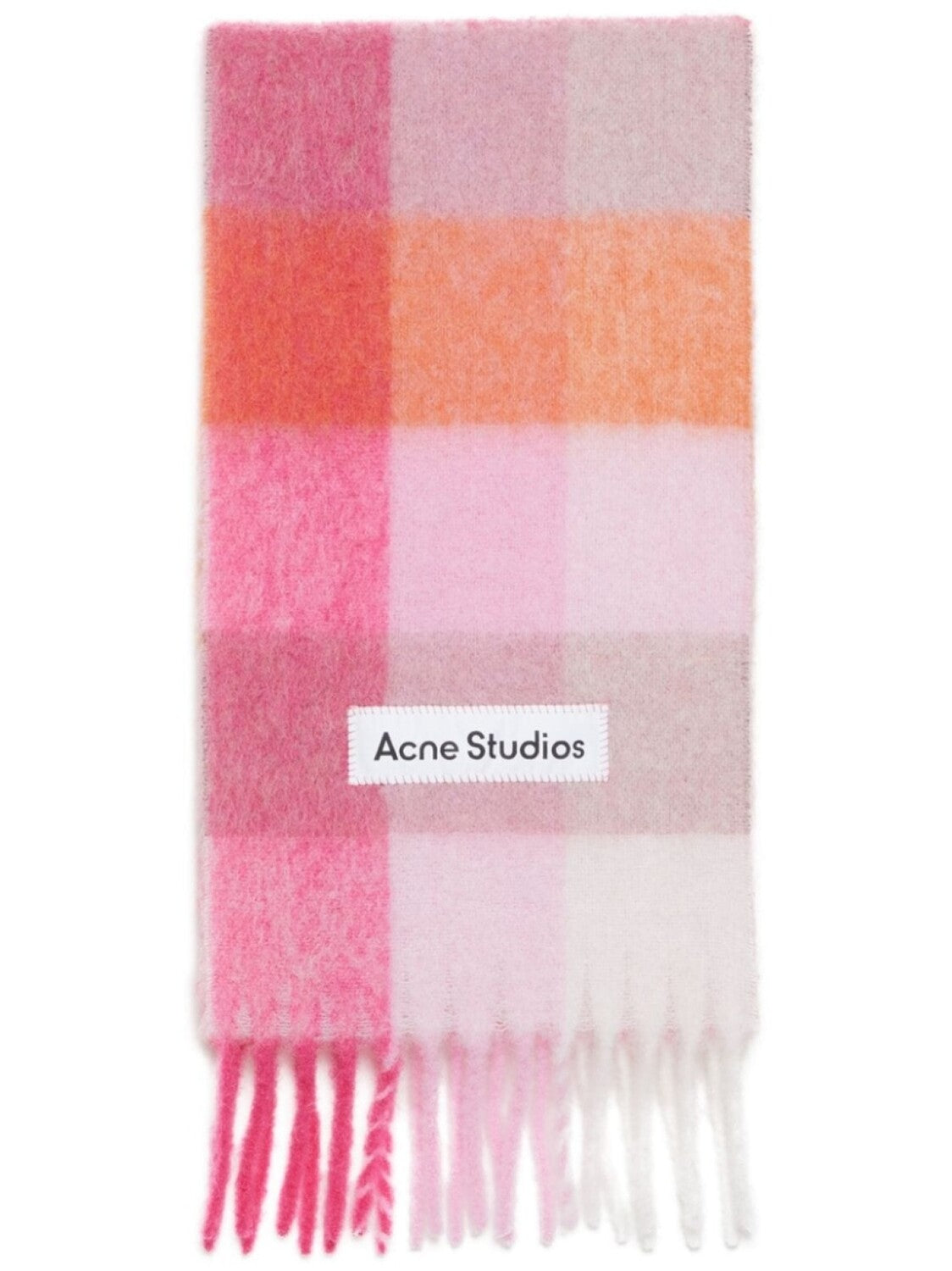 Acne Studios Logo Fringe Scarf Pink