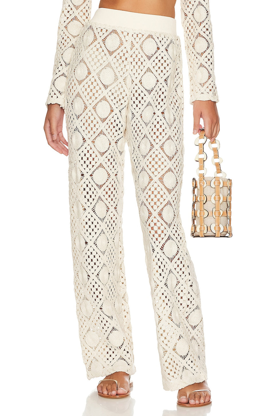 Andrea Iyamah Hira Crochet Pants, Chalk