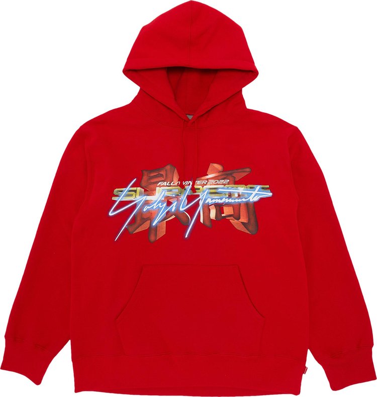 سويت شيرت بغطاء رأس من Supreme x Yohji Yamamoto x TEKKEN باللون الأحمر