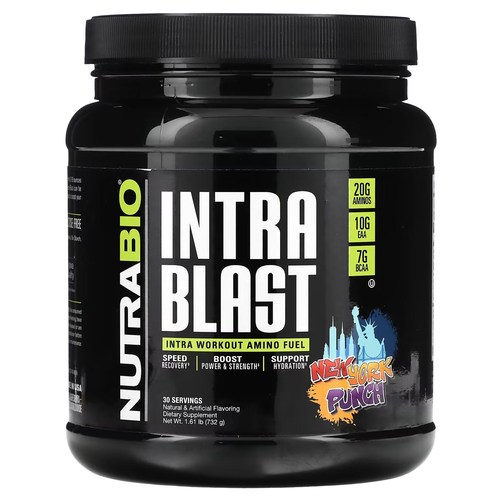 NutraBio Labs, Intra Blast، وقود العضلات أثناء التمرين، نكهة نيويورك بانش، 1.61 رطل (732 جرام)