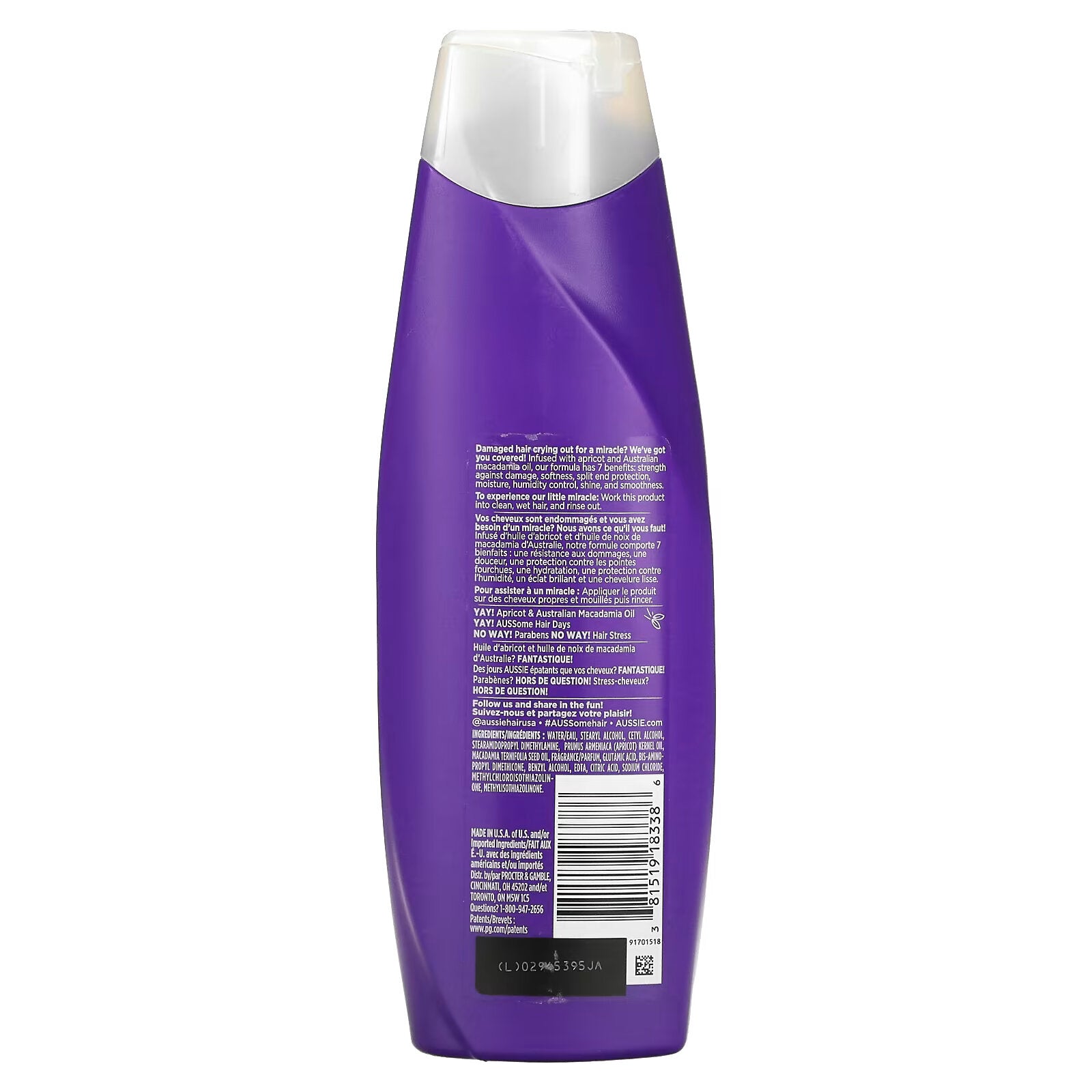 Aussie, Total Miracle 7N1, apricot and macadamia oil conditioner 360 ml (12.1 fl oz)