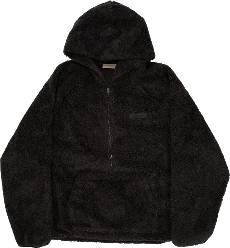 Fear of God Essentials Polar Fleece Half Zip Hoodie 'Iron', Black