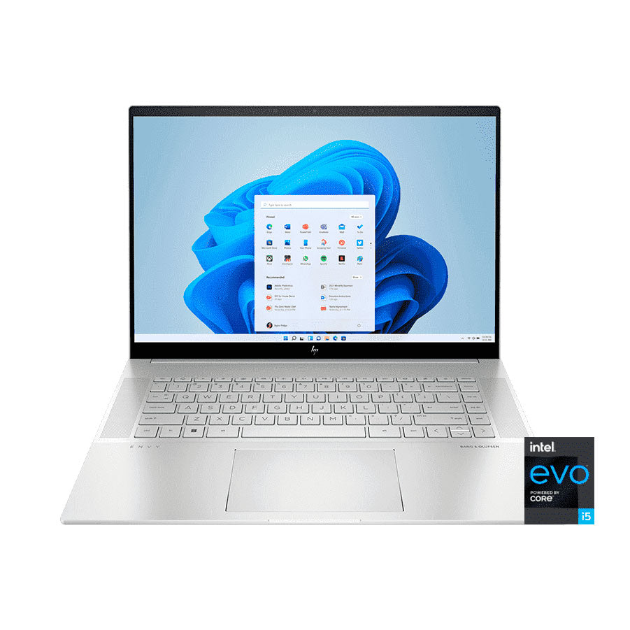 كمبيوتر محمول HP ENVY 16، مقاس 16 بوصة، بدقة 4K، وذاكرة 32 جيجابايت/2 تيرابايت، وCore i7-12700H، وبطاقة رسومات GeForce RTX 3060، ولوحة مفاتيح إنجليزية باللون الفضي