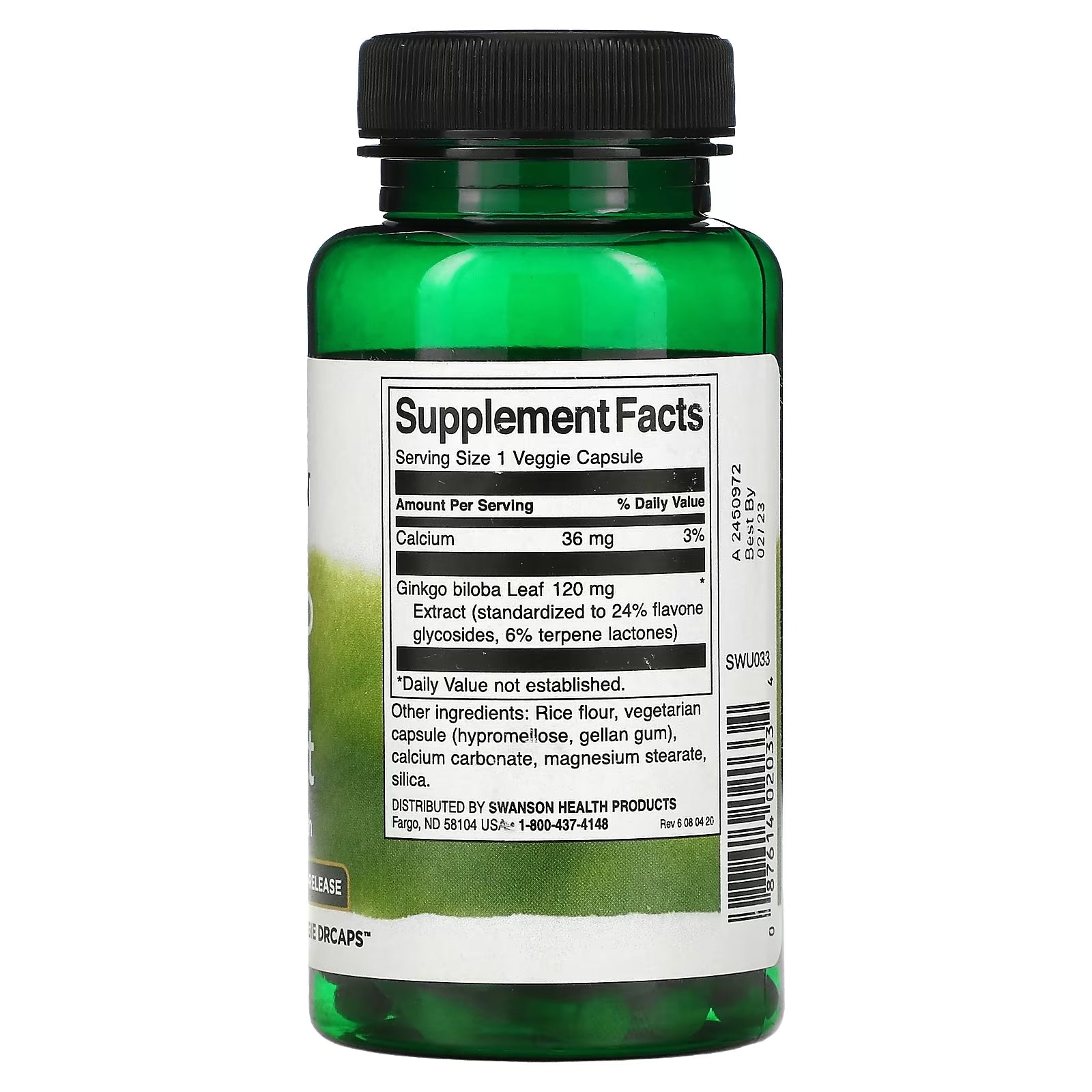 Swanson Ginkgo Biloba Extract, 100 Vegetarian Capsules