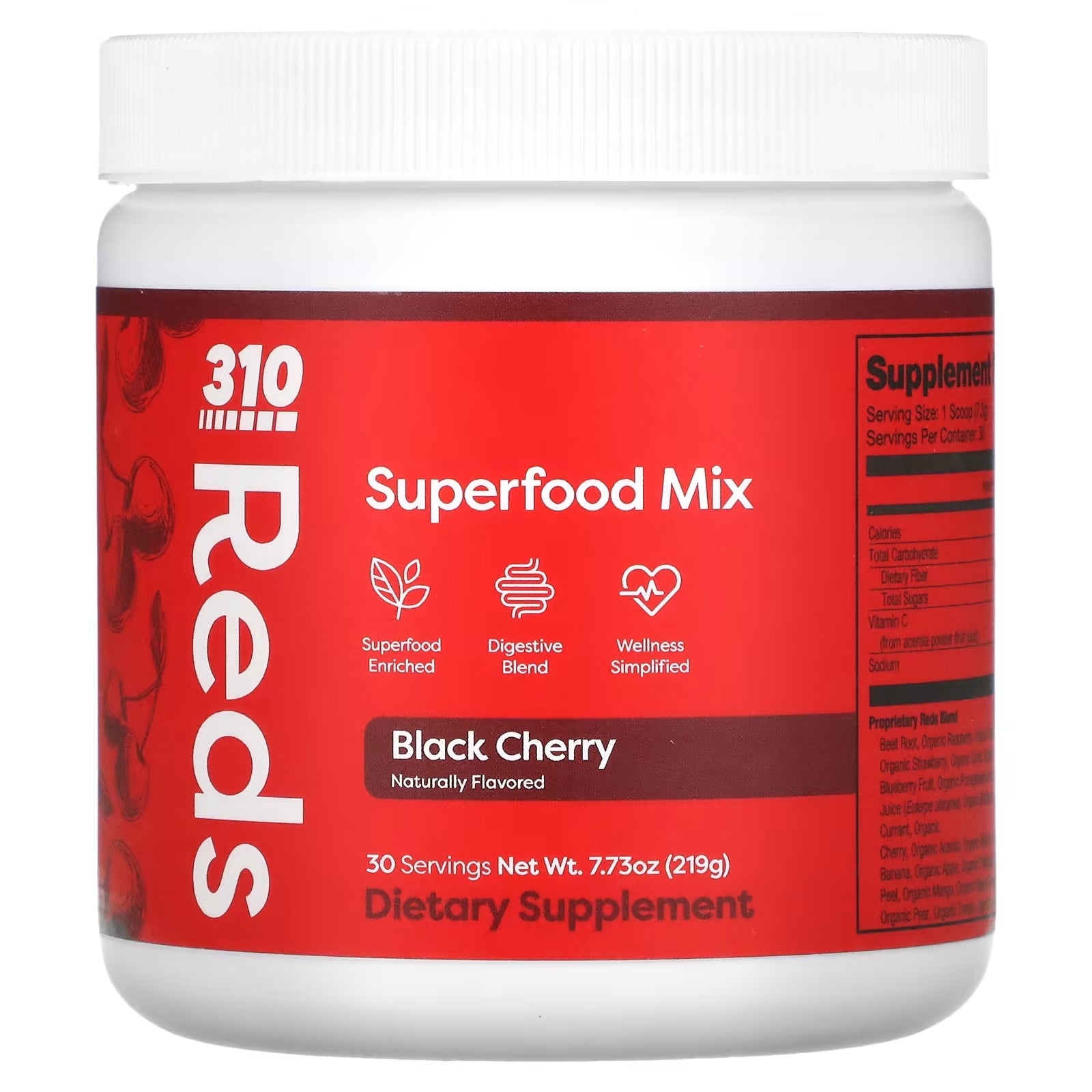 310 Nutrition Reds Superfood Blend Black Cherry, 219 g