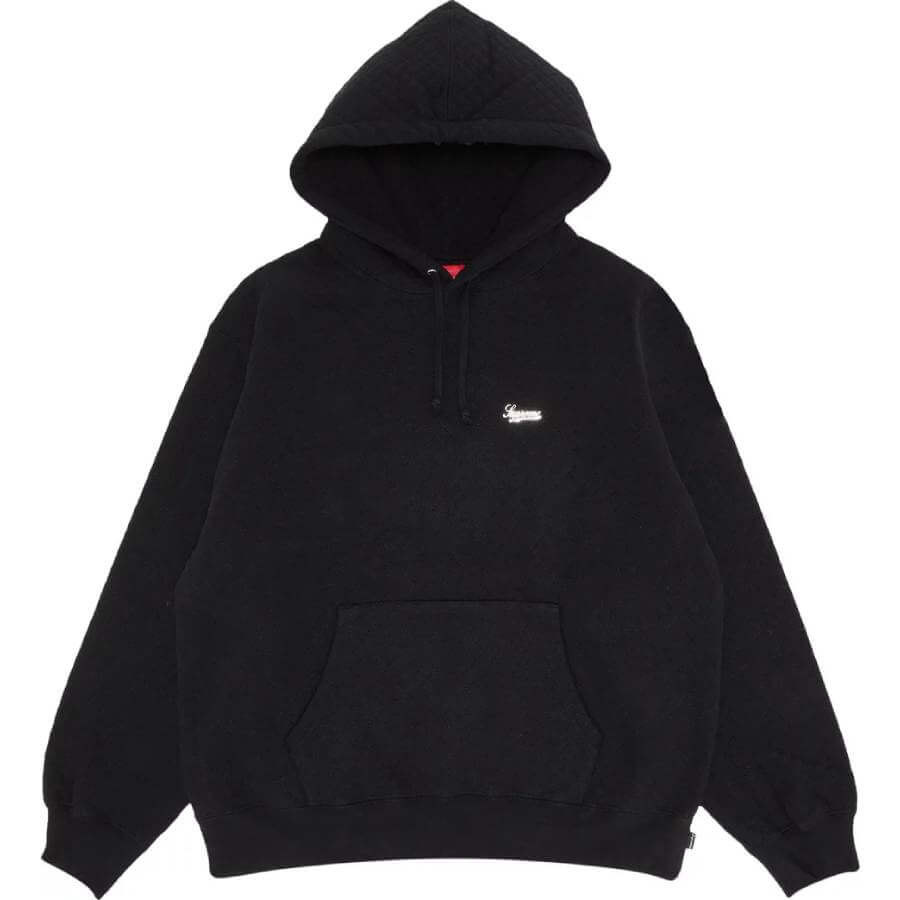 Supreme Micro Quilted Hoodie, Black