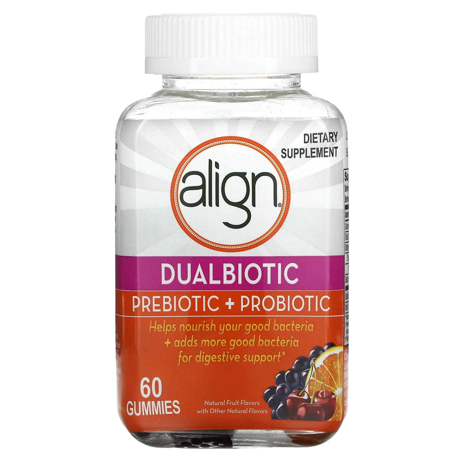 Align Probiotics Prebiotic & Probiotic, Natural Fruit, 60 Chewable Tablets