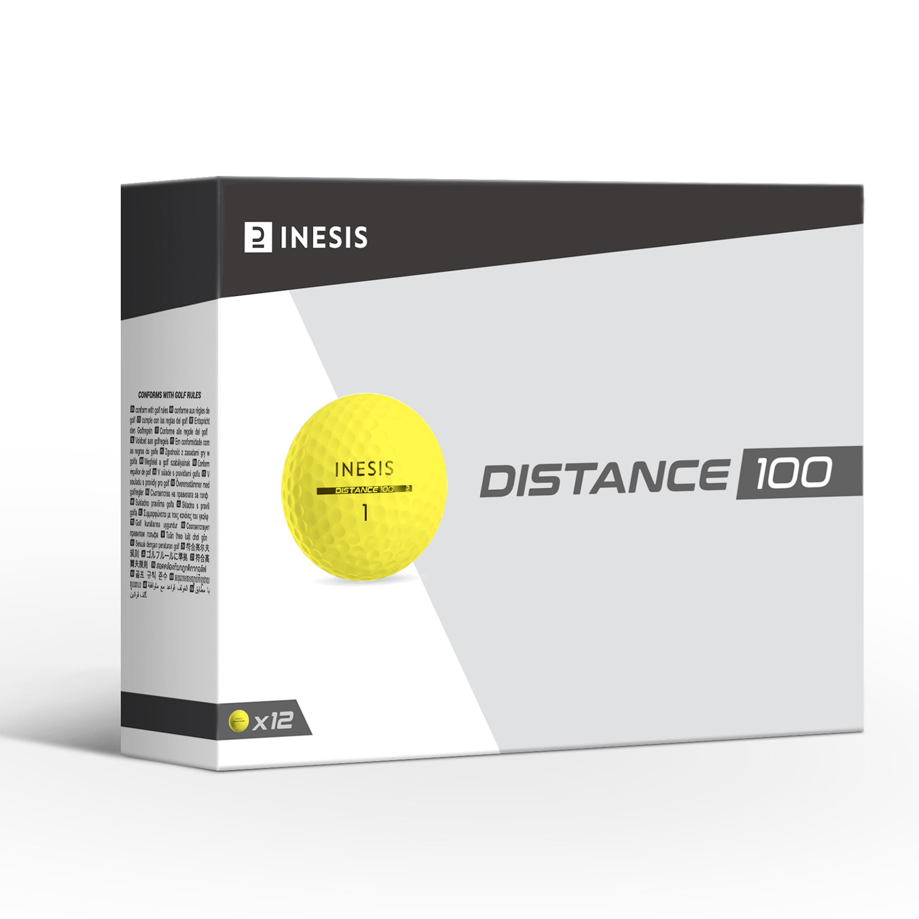 Golf balls Distance 100 - 12 pieces yellow INESIS, yellow