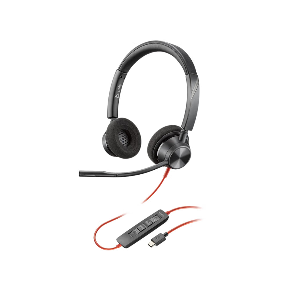 سماعة رأس سلكية Plantronics Poly C3320-C، باللون الأسود