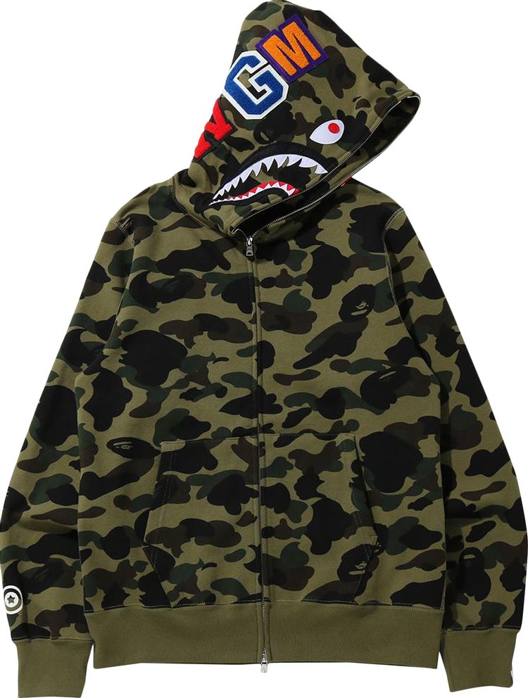 BAPE 1st Camo Shark Full Zip Hoodie 'Green', Green