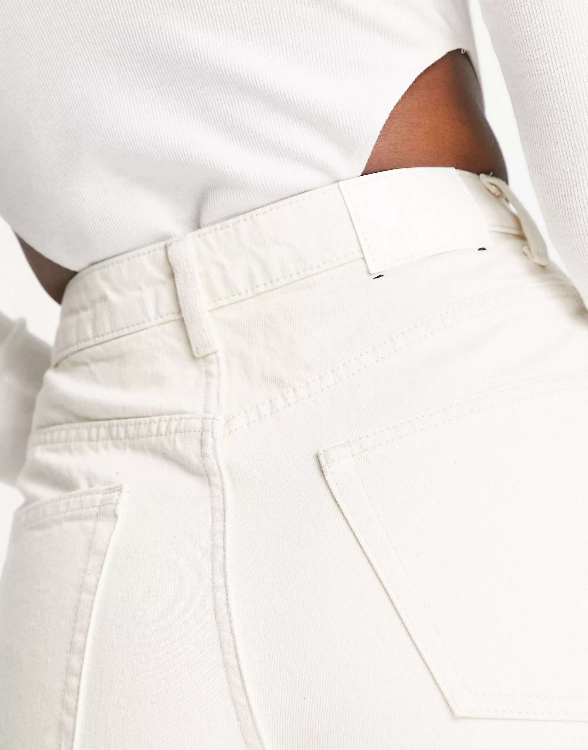 Weekday Rowe High Waist Straight Fit Jeans in Ecru - CREAM