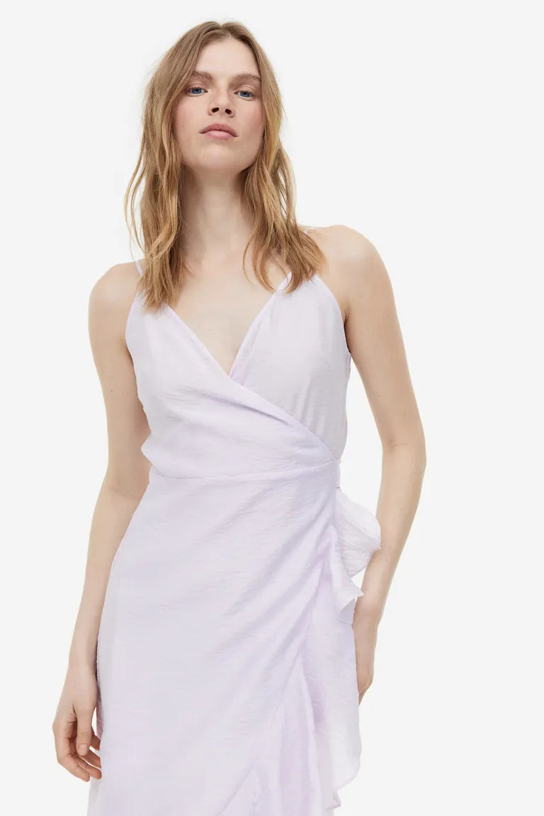 H&M ruffle wrap dress, lilac