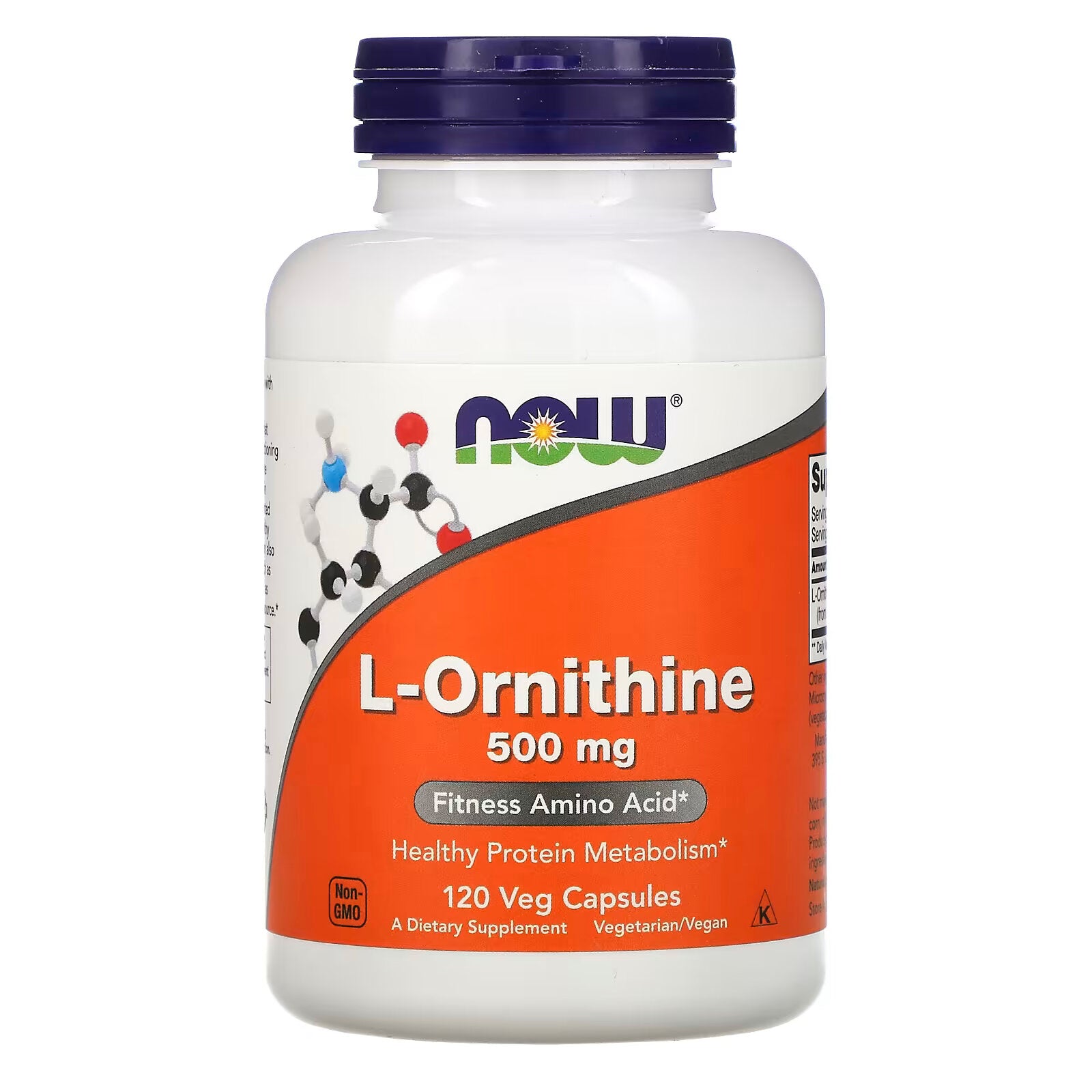 NOW Foods L-ornithine 500 mg، 120 كبسولة نباتية