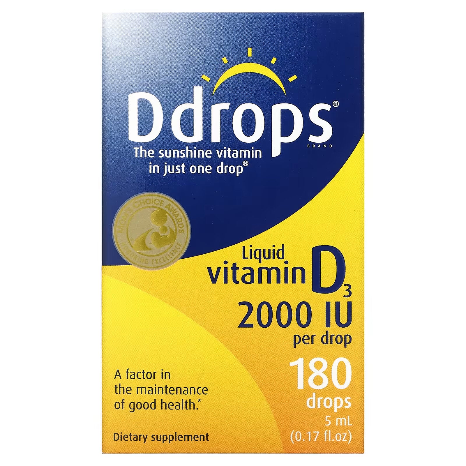 Ddrops, Liquid Vitamin D3, 2,000 IU, 0.17 fl oz (5 ml)