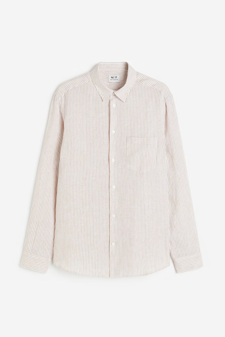 Essentials No 17: H&M Linen Shirt, Light Beige/Striped