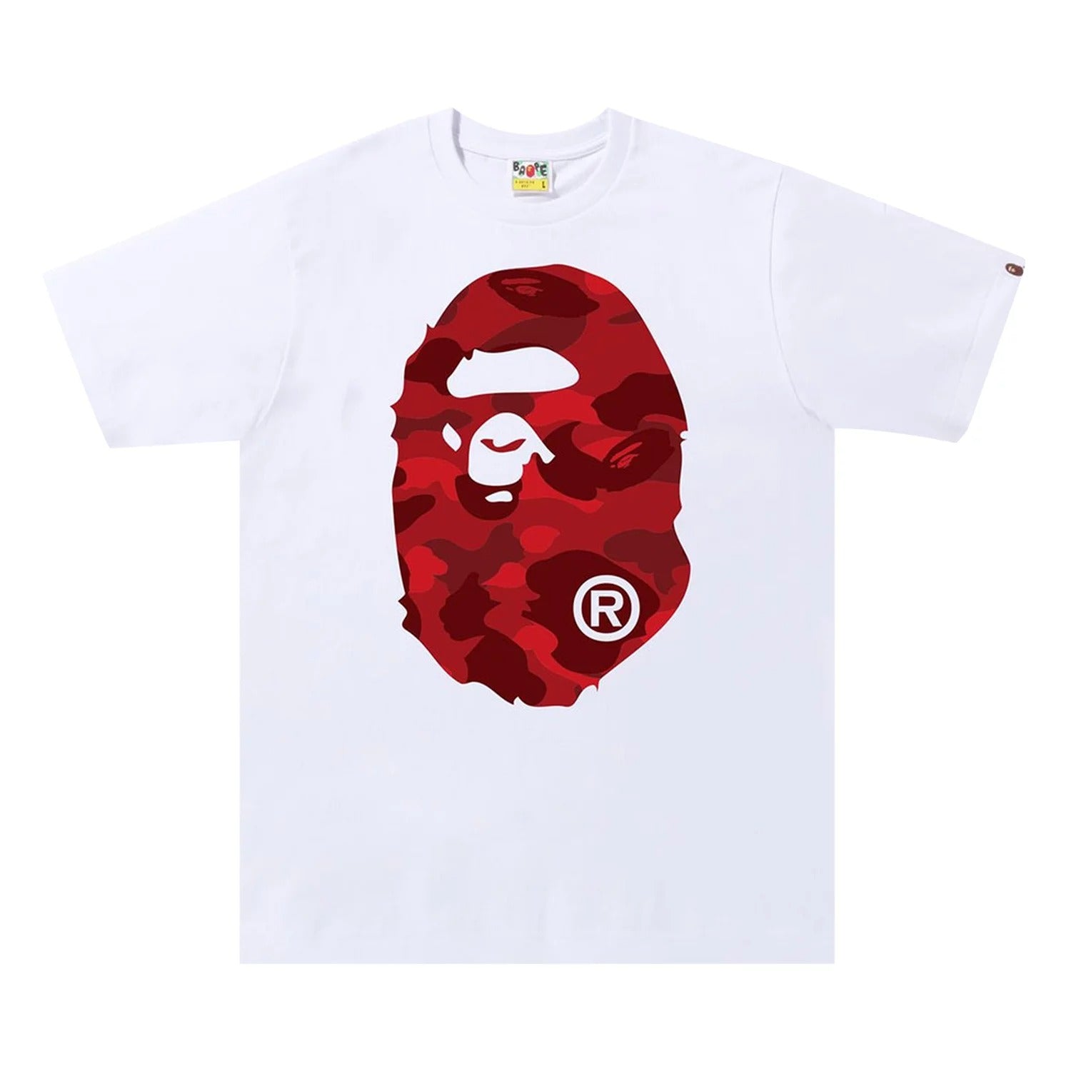 تي شيرت Bape Color Camo Big Ape Head، أبيض/أحمر