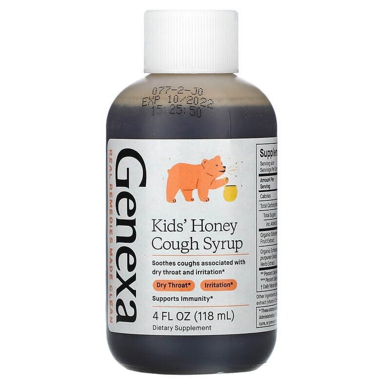 Genexa LLC honey cough syrup for children over 1 year old organic honey, 118 ml