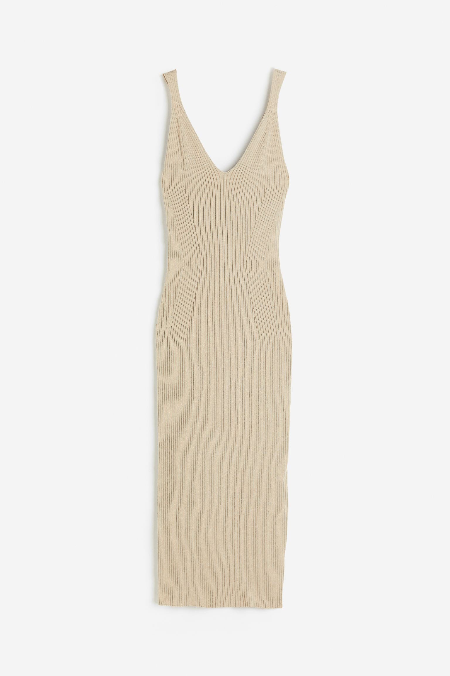 H&M Rib-knit Bodycon dress, beige