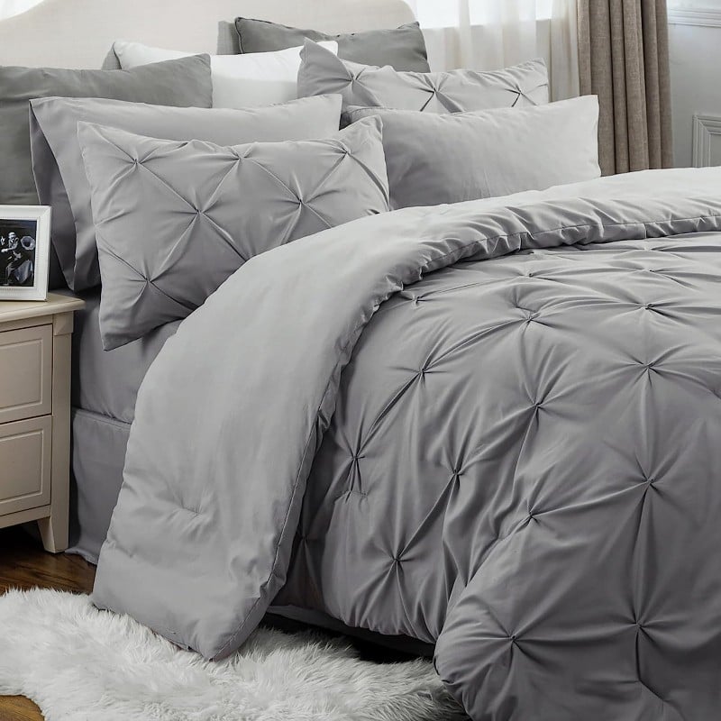 Bedsure Queen 7 Piece Bedding Set, Gray