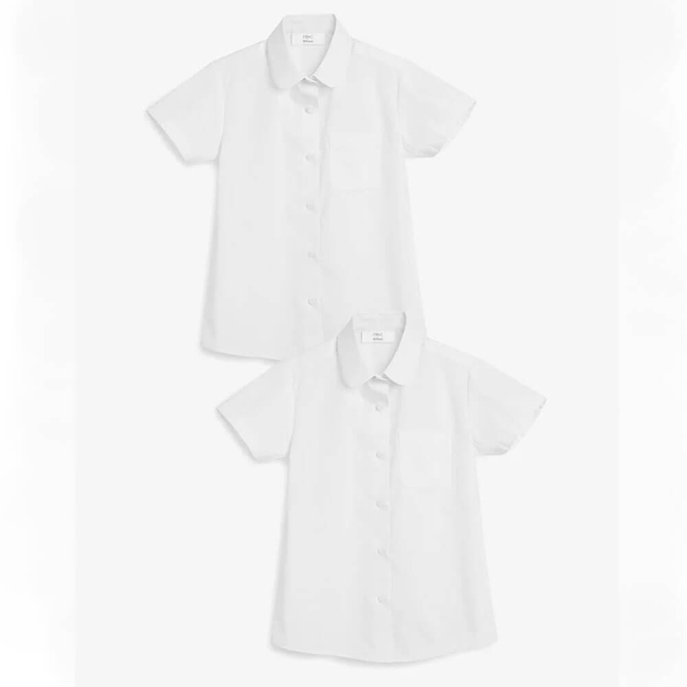 Set of shirts for girls Next Short Sleeve Curved Collar, 2 pieces, white