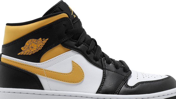 Air Jordan 1 Mid Black University Gold sneakers, white