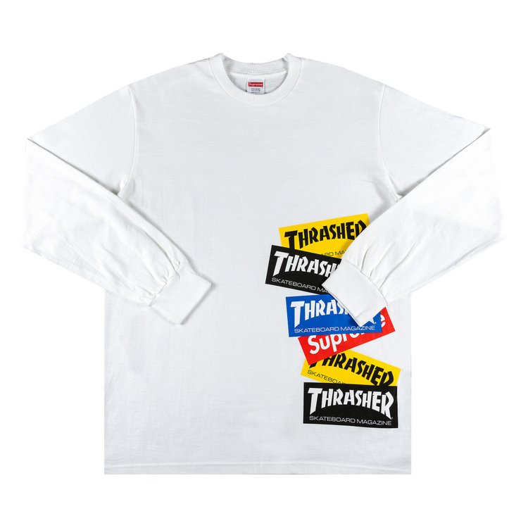 تي شيرت Supreme x Thrasher Multi Logo بأكمام طويلة "أبيض"، أبيض