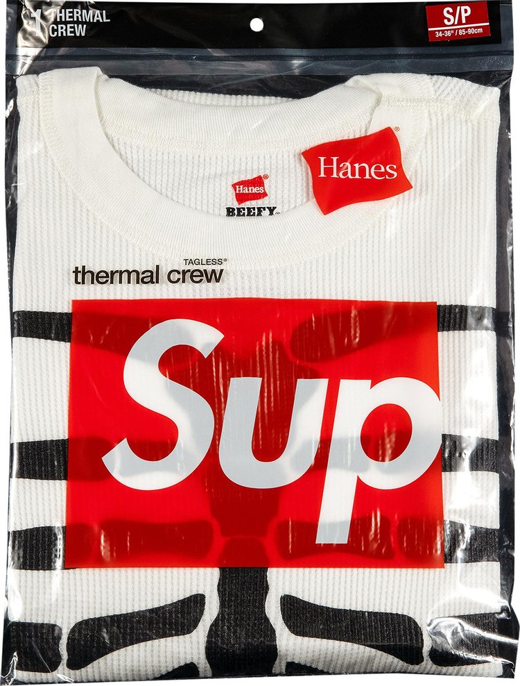 سويت شيرت Supreme x Hanes Bones Thermal Crew (عبوة واحدة) "طبيعي"، كريمي