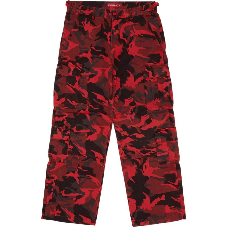 Supreme Cargo Red Camo Pants, red