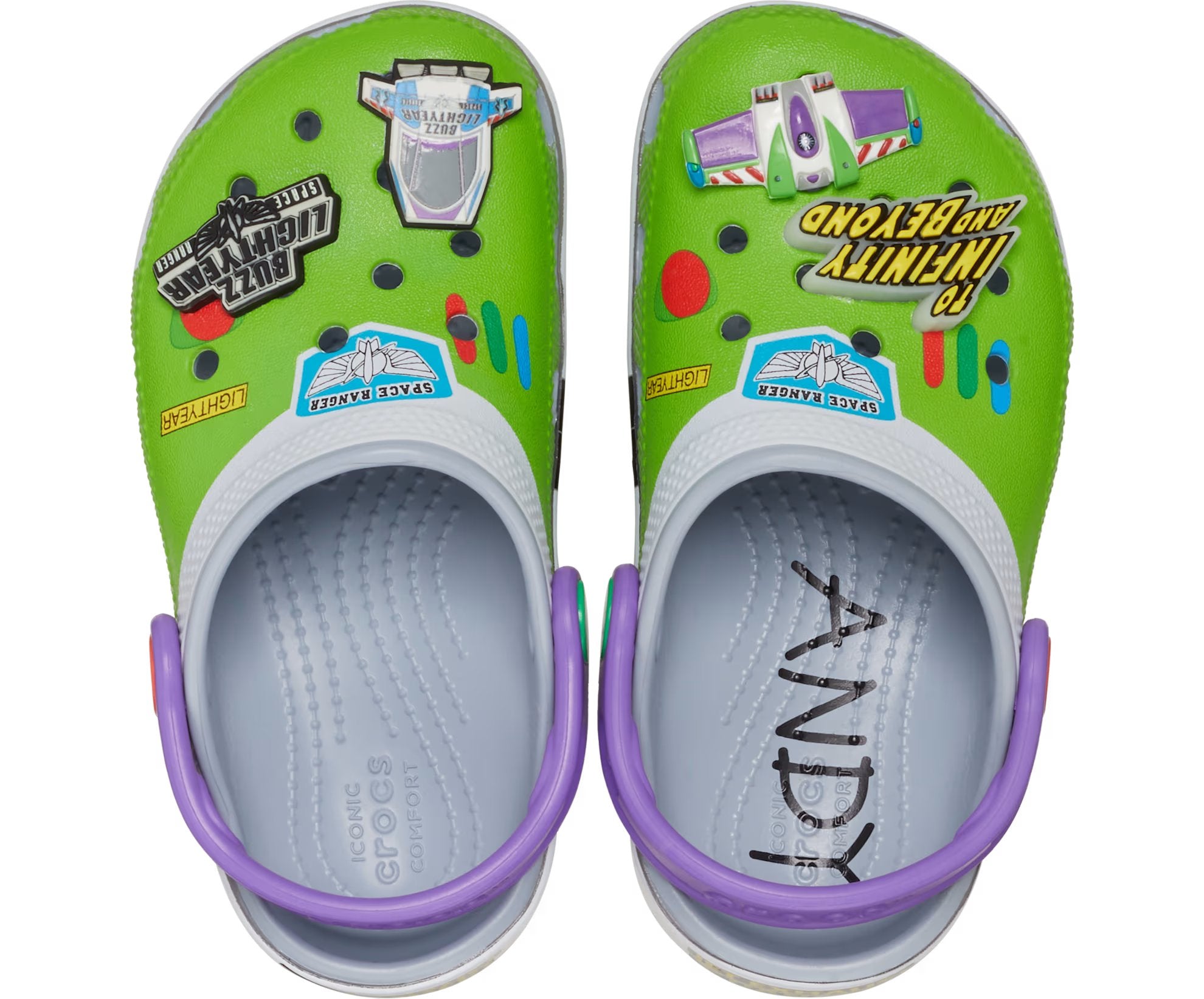 Crocs Classic x Toy Story 'Buzz Lightyear' Toddler Clogs, Green/Grey