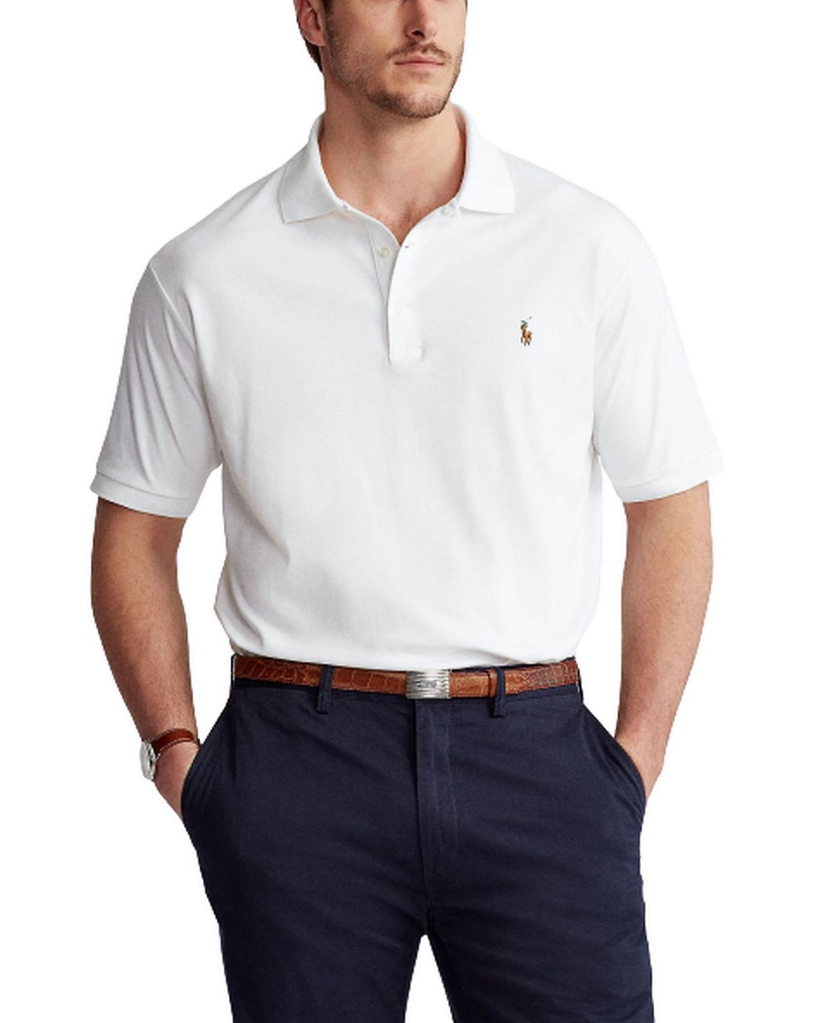 Polo Ralph Lauren Men's Regular Fit Soft Cotton Polo Shirt ,  white