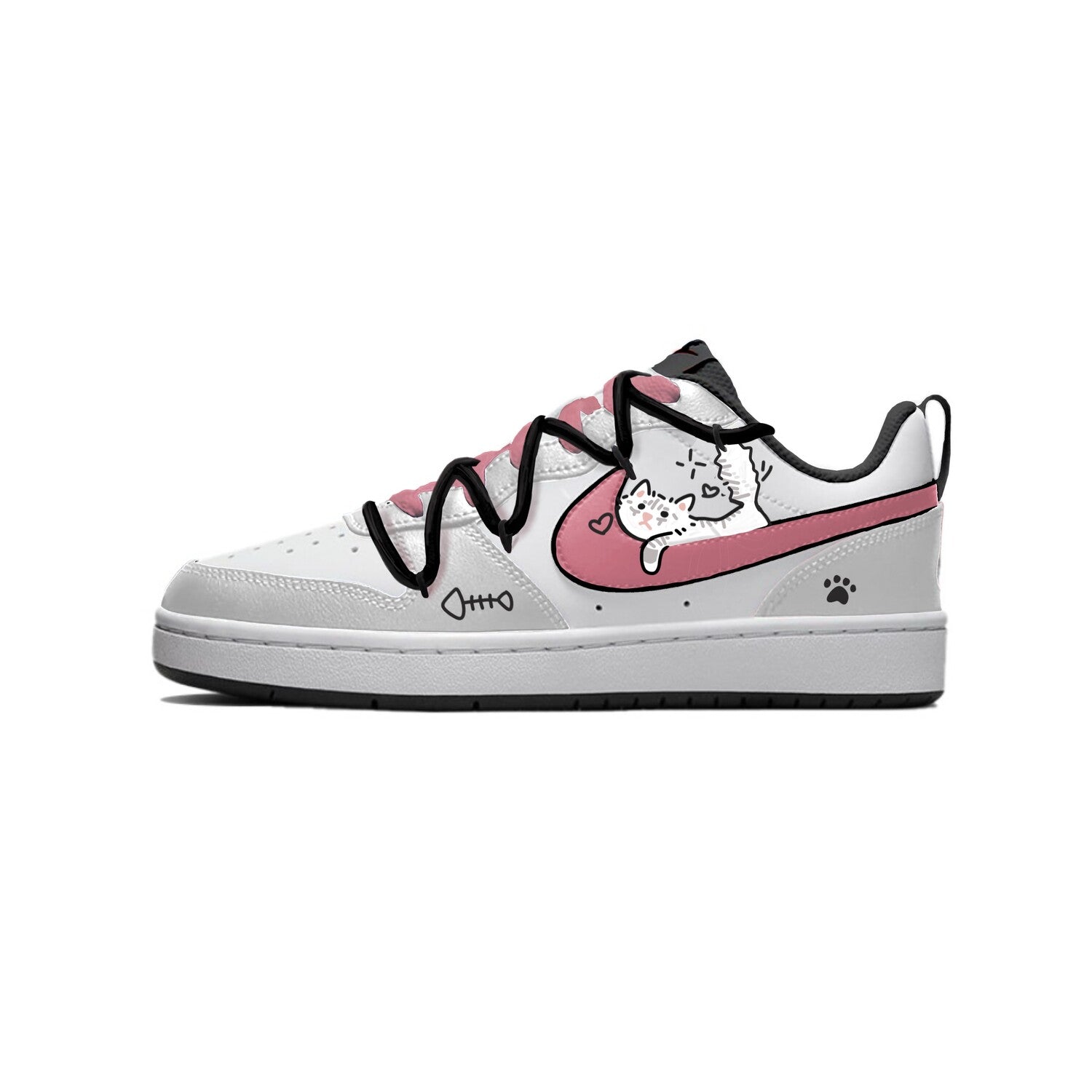 Court Borough Kids Skateboarding Shoes Elementary School Nike Pink/White