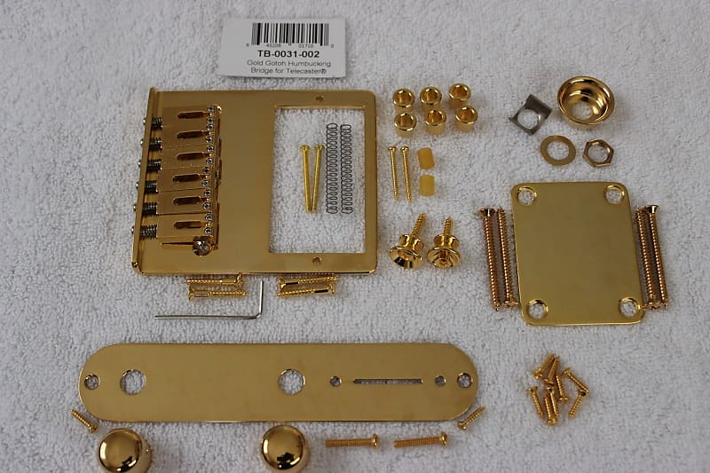 Fender/Gotoh Humbucker Telecaster Gold Hardware Set Modern GTC302 6-saddle Bridge Tele TB-0031-002 Fender/Gotoh 6-Saddle Humbucker Telecaster Bridge Assembly (Gold)