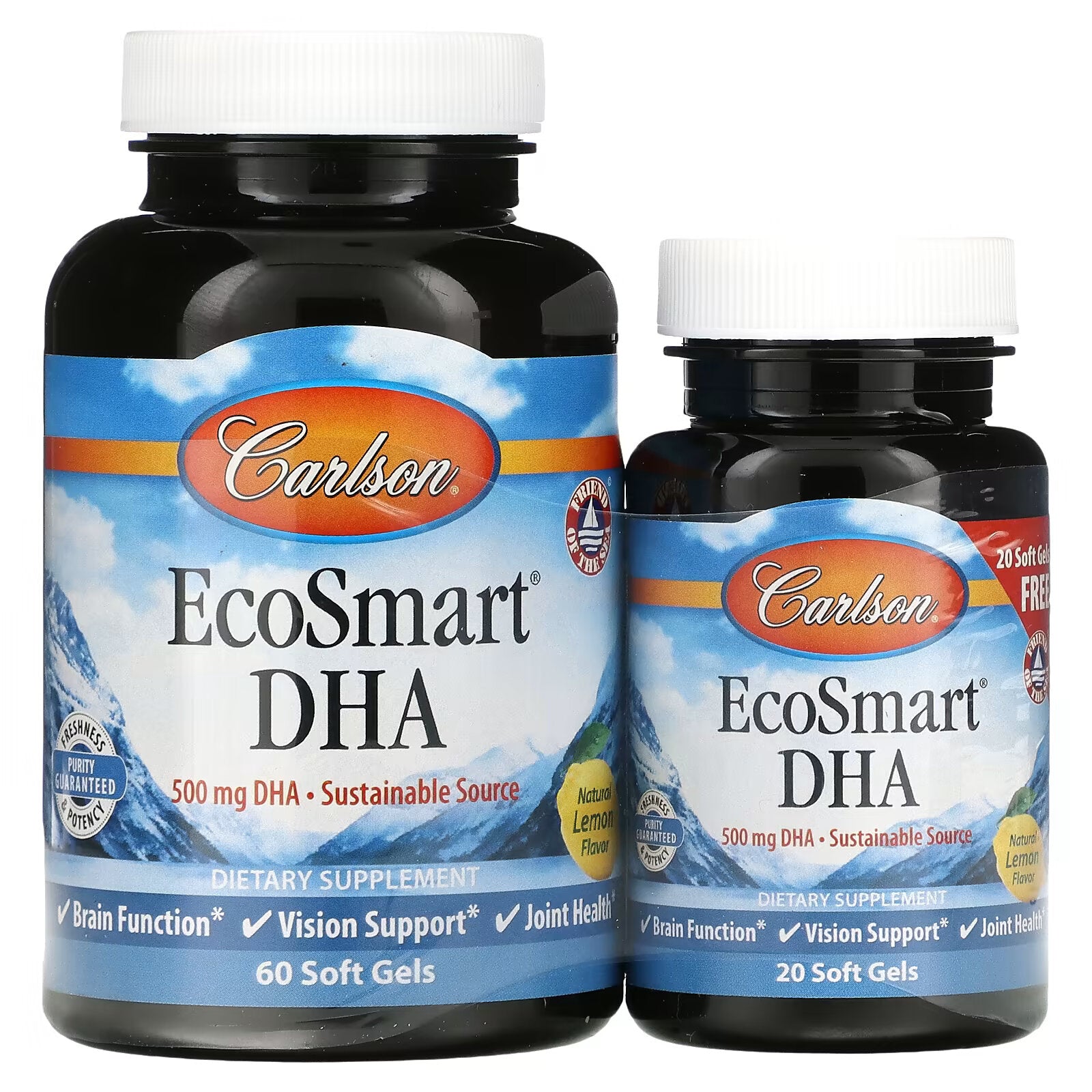 Food supplement Ecosmart DHA with lemon slice Carlson, 80 capsules