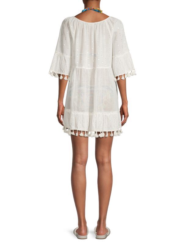 Ranee's Ivory Tiered Tassel Lace Dress