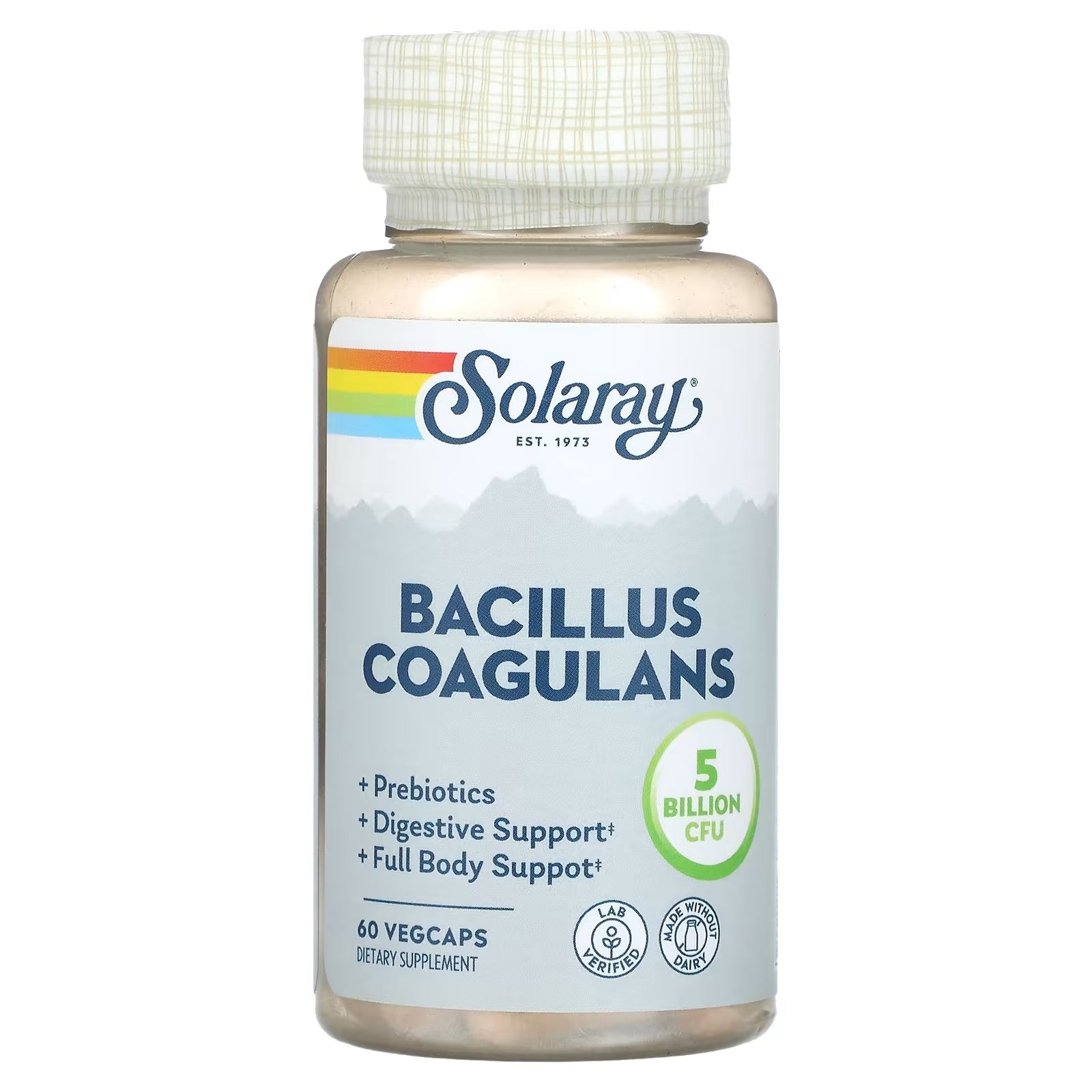 Solaray bacteria Bacillus coagulans B. coagulans 2.5 billion viable cells 60 vegetarian capsules