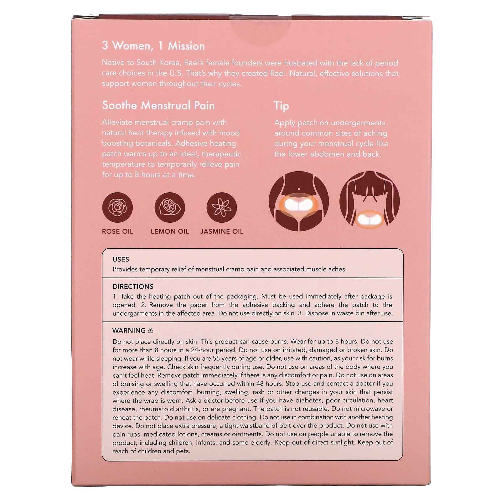 Warming Patches Inc. Rael for menstrual cramps