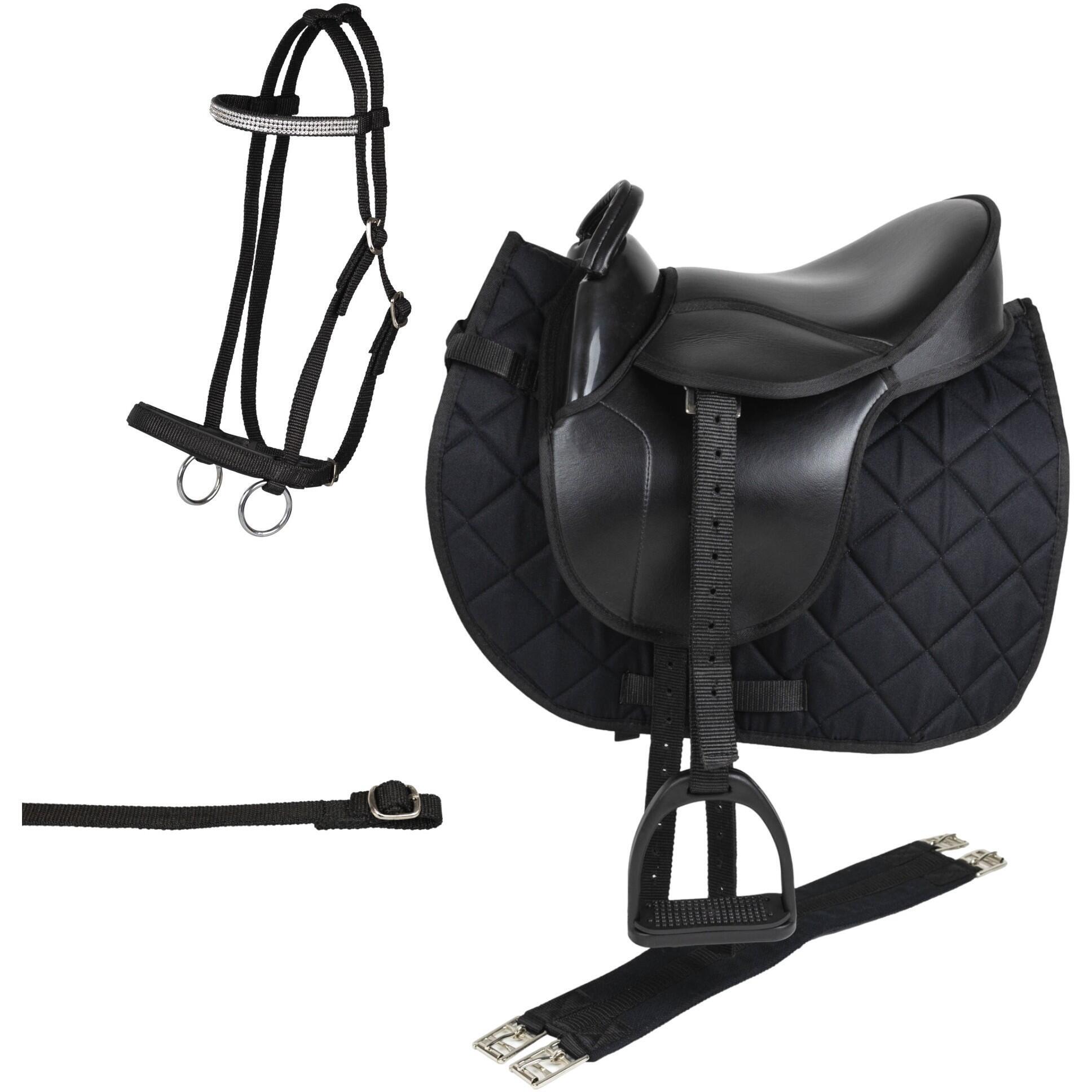 Advanced Marengos Shetland Saddle and Bridle Set, Black