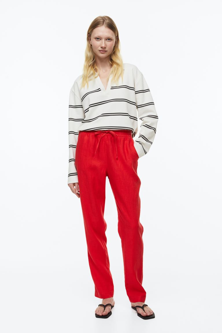 Linen joggers H&M, red