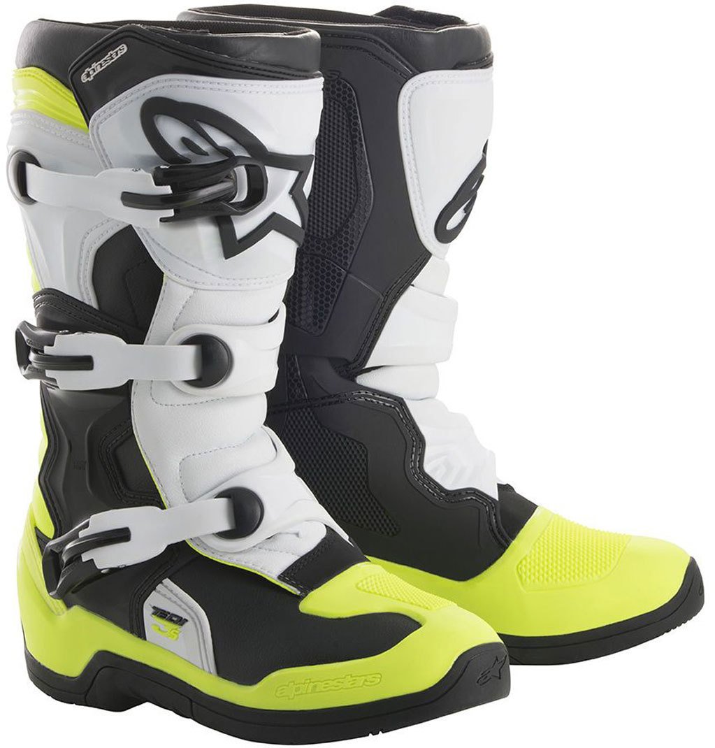 حذاء موتوكروس Alpinestars Tech 3S للشباب، أسود/أبيض/أصفر