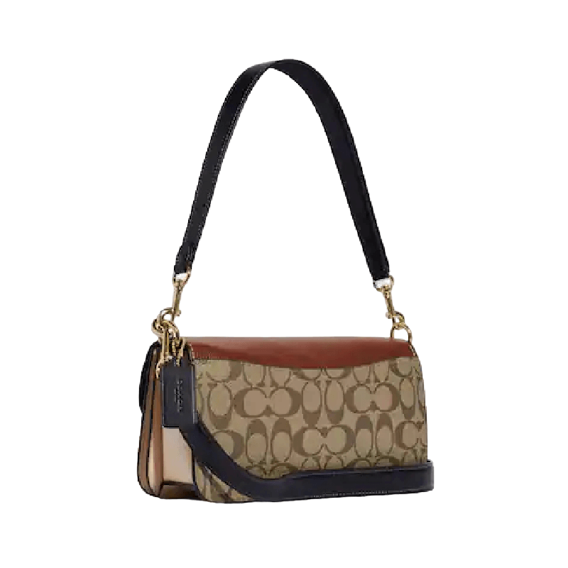 Coach Morgan Shoulder Bag In Colorblock Signature Canvas, Green Brown