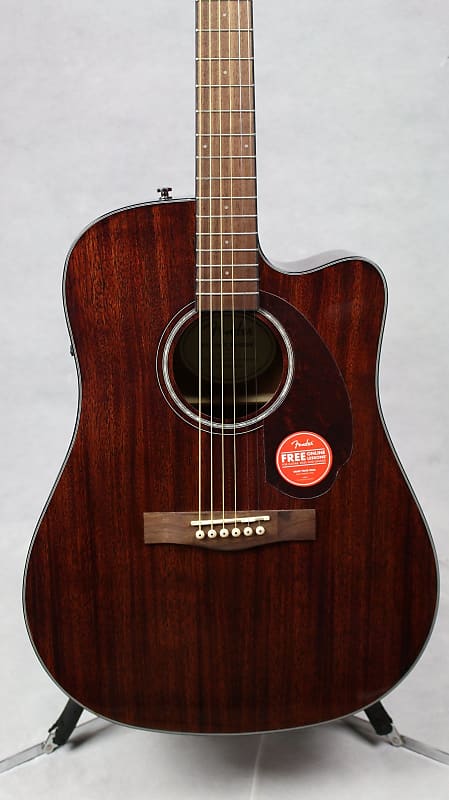 جيتار أكوستيك Fender CD-140SCE Dreadnought، لوحة مفاتيح من خشب الجوز، بالكامل من خشب الماهوجني مع حقيبة