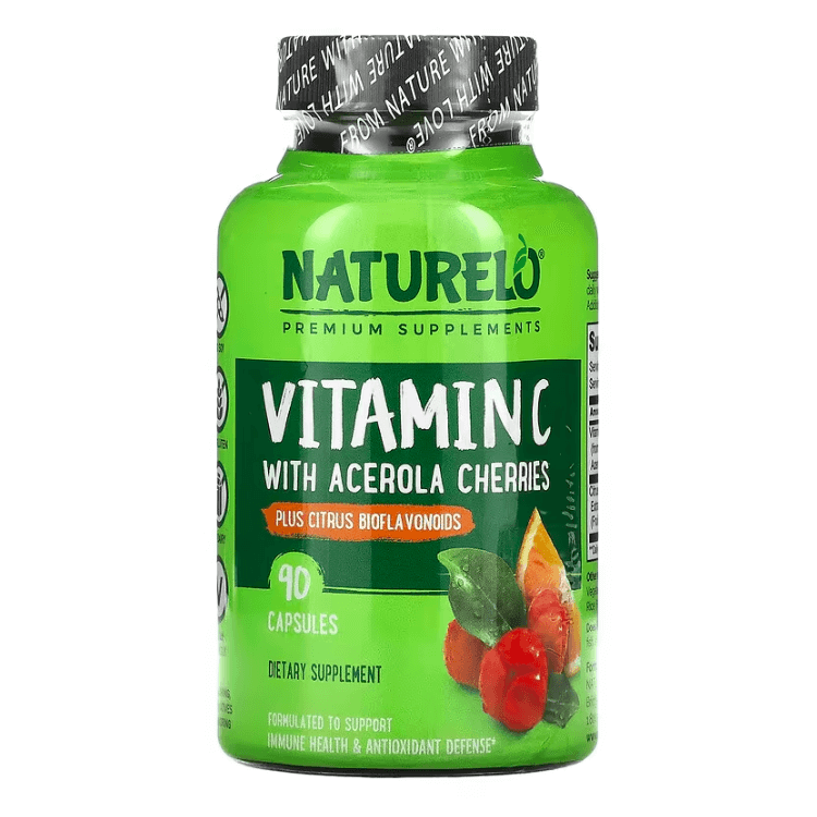 Vitamin C Acerola Berry & Citrus Bioflavonoids Naturelo 500 mg, 90 Capsules